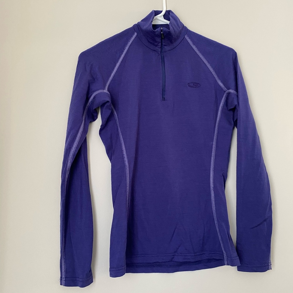 Icebreaker Bodyfit 200 Purple Long Sleeve 1/4 Zip Sz S